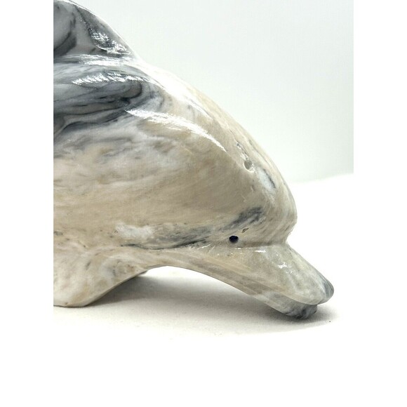 Hand Carved Black & Gray Marble Dolphin Paperweight GARF1-5 - Picture 6 of 7